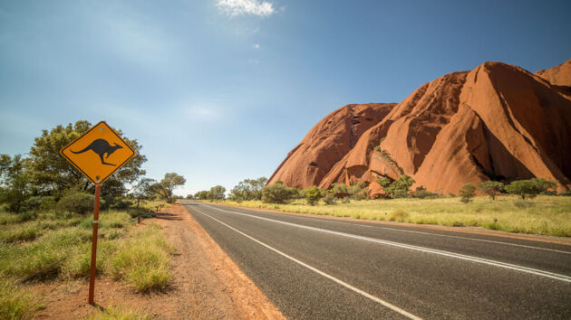 Känguru-Warnschild im Outback, Australien