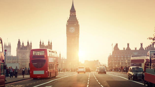 Westminster Bridge bei Sonnenuntergang, London, GB