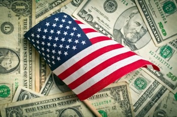 USA Flagge und Dollar