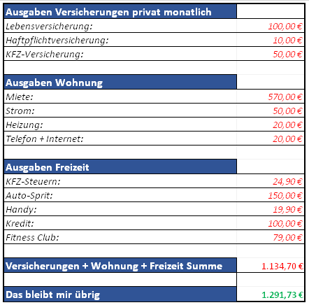 monatliche kosten lebensmittel single